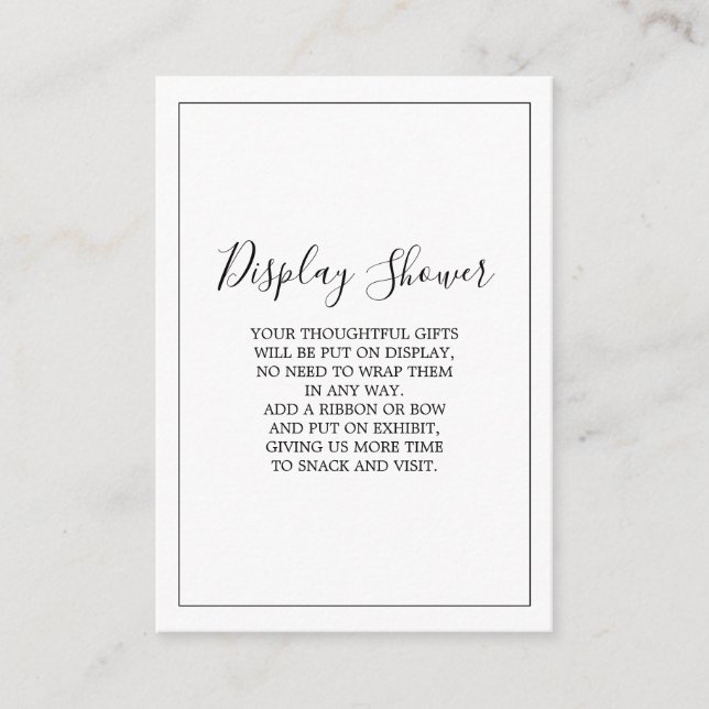 Minimalist Silver Display Shower Card (Front)