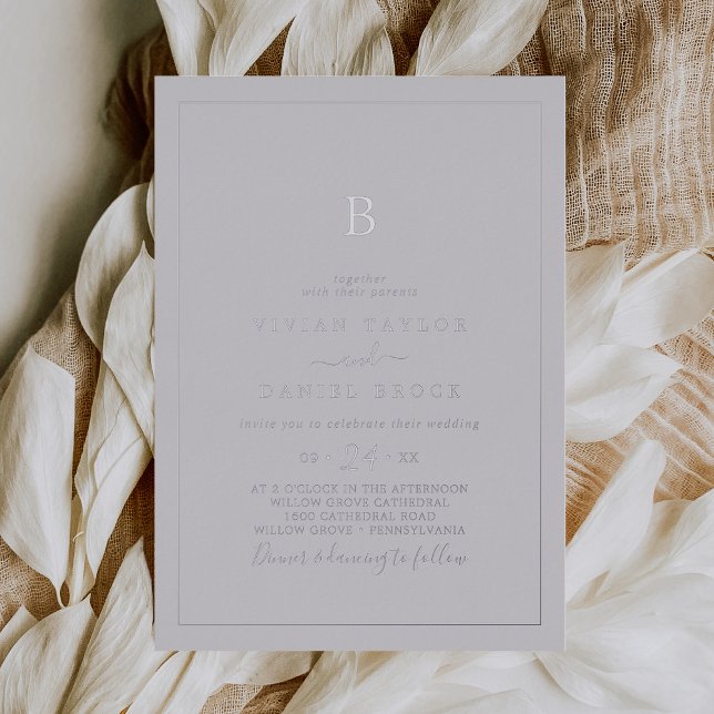 Minimalist Silver Foil | Grey Monogram Wedding (Creator Uploaded)