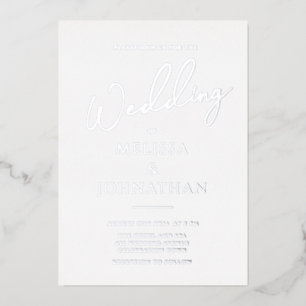 Minimalist Silver Foil Script Elegant Wedding