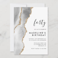 Minimalist Silver Gold Agate Geode 40th Birthday