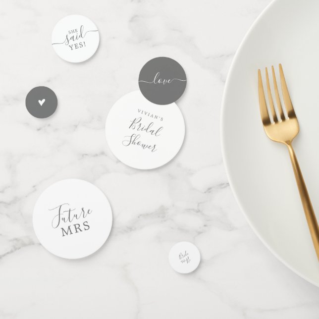 Minimalist Silver Grey Bridal Shower Confetti (Group)