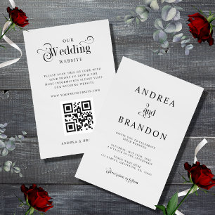 Minimalist Silver Grey QR Code Wedding All in One Invitation