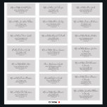 Minimalist Silver Grey Wedding Guest Address Label<br><div class="desc">These minimalist silver grey wedding guest address labels are perfect for a simple wedding. The modern romantic design features classic dark grey calligraphy on a light silver grey background. Customise each label with the name and address of your guests. 21 labels per sheet. Add each sheet that you need to...</div>
