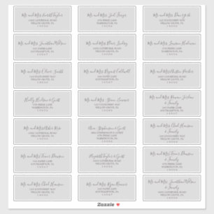 Minimalist Silver Grey Wedding Guest Address Label