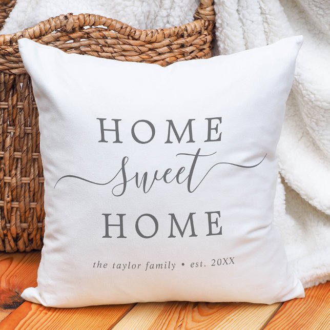 Minimalist Silver Home Sweet Home Housewarming Cushion (Creator Uploaded)