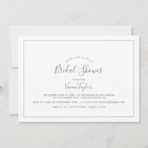 Minimalist Silver Horizontal Bridal Shower Invitation