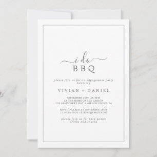 Minimalist Silver I Do BBQ Engagement Party Invitation