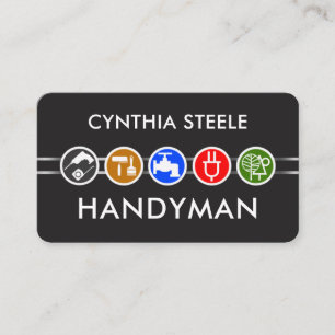 Minimalist Silver Line Handyman Tools Business Card