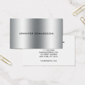 Minimalist silver metal professional business card