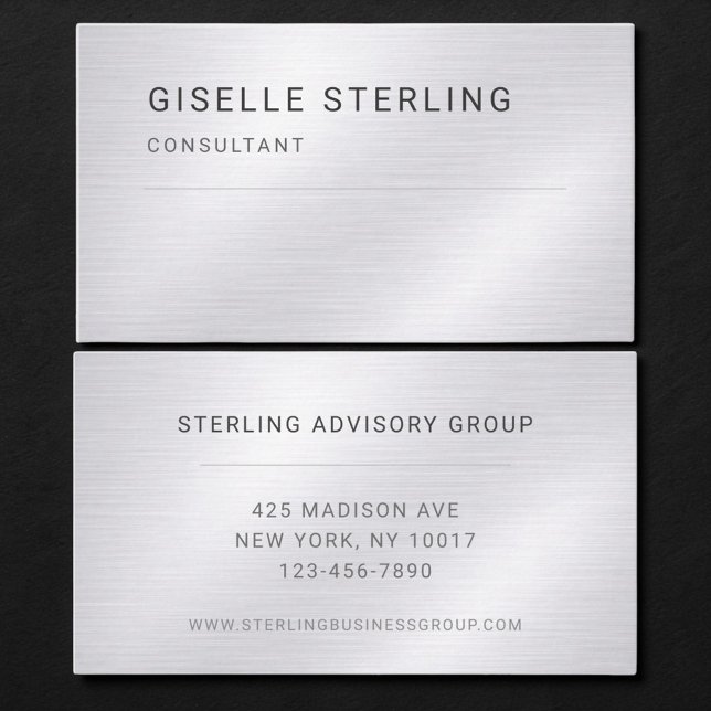 Minimalist Silver Metallic Professional Business Card (Creator Uploaded)