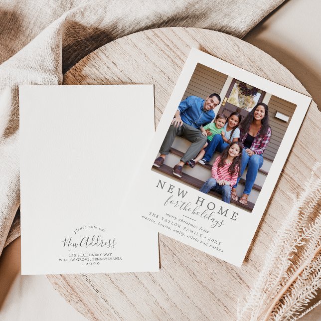 Minimalist Silver New Home For The Holidays Photo Holiday Card (Creator Uploaded)