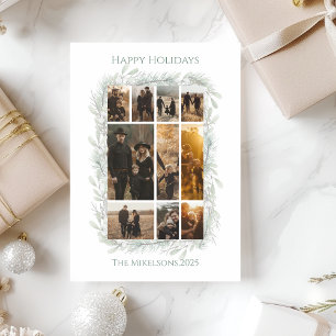 Minimalist Silver Pine Photo Christmas Holiday Card