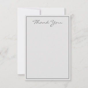 Minimalist Silver Script Thank You Flat Card