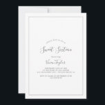Minimalist Silver Sweet Sixteen Birthday Invitation<br><div class="desc">This minimalist silver sweet sixteen birthday invitation is perfect for a simple 16th birthday party. The modern romantic design features classic silver grey and white typography paired with a rustic yet elegant calligraphy with vintage hand lettered style. Customisable in any colour. Keep the design simple and elegant, as is, or...</div>