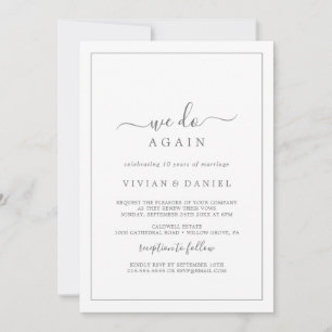 Minimalist Silver We Do Again Vow Renewal Invitation