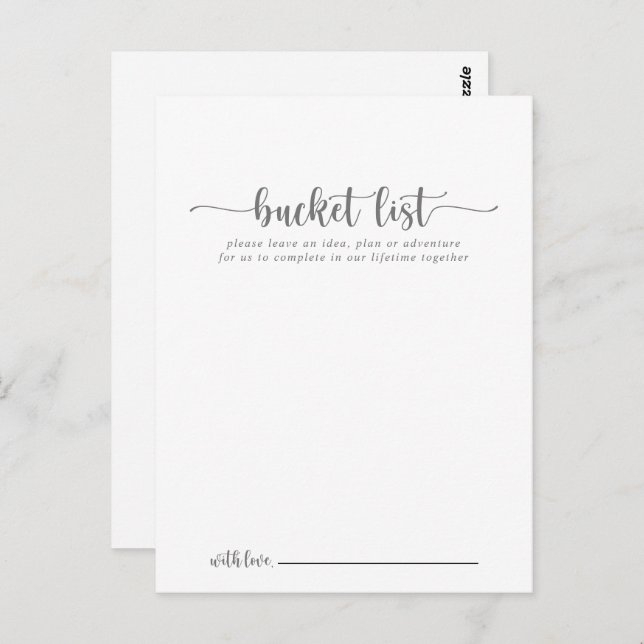 Minimalist Silver Wedding Bucket List Cards (Front/Back)