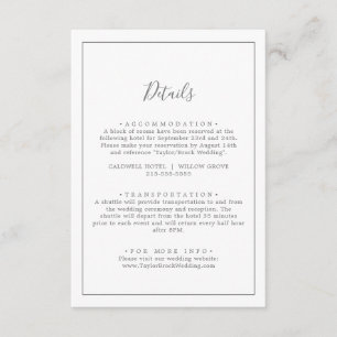 Minimalist Silver Wedding Details Enclosure Card