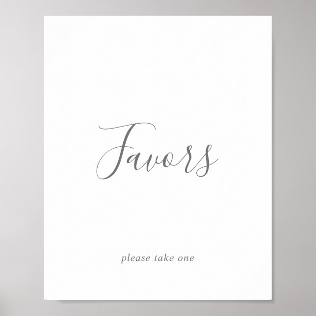 Minimalist Silver Wedding Favors Sign (Front)