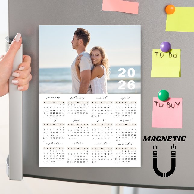 Minimalist Simple 2026 Calendar Photo Magnet (Creator Uploaded)