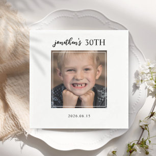 Minimalist Simple 30th Birthday Party Photo Napkin