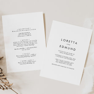 Minimalist Simple Back & Front Formal Wedding Invitation