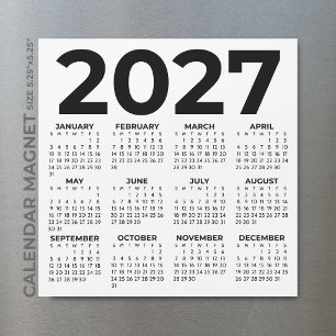 Minimalist Simple Basic 2027 Magnetic Calendar