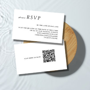Minimalist Simple Basic QR Code Wedding RSVP Enclosure Card