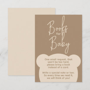 Minimalist simple bear Baby Shower Book request Enclosure Card