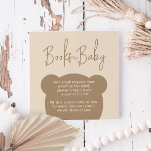 Minimalist simple bear Baby Shower Book request  Enclosure Card