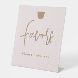 Minimalist simple Bear Baby Shower Favours Pedestal Sign