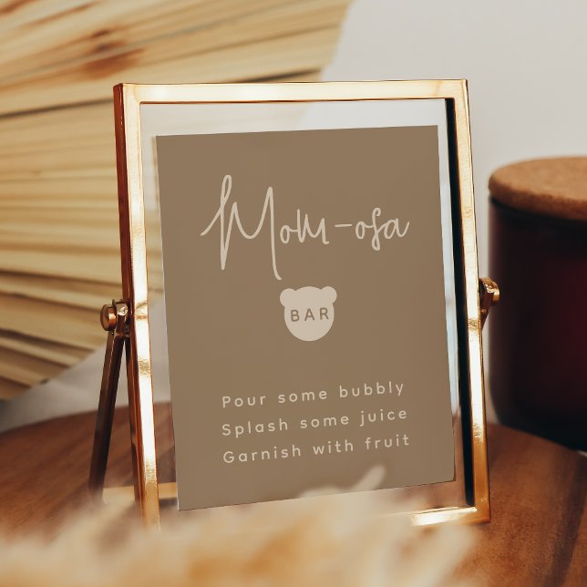 Minimalist simple Bear Baby Shower Mum-osa Bar  Poster (Creator Uploaded)