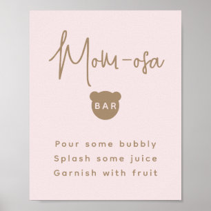 Minimalist simple Bear Baby Shower Mum-osa Bar  Poster