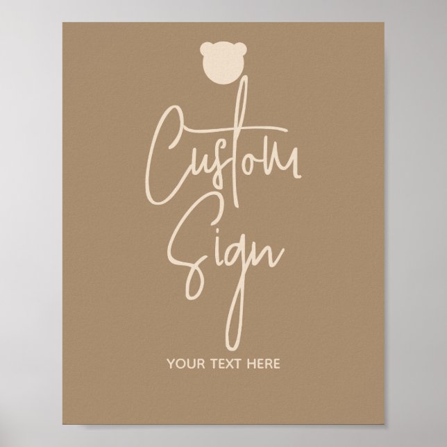 Minimalist simple Bear Baby Shower Pacifier Hunt Poster (Front)