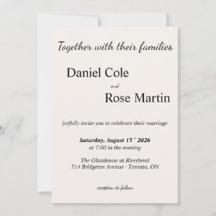 Minimalist Simple Beige Wedding Invitation