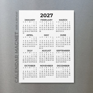 Minimalist Simple Black 2027 Magnetic Calendar