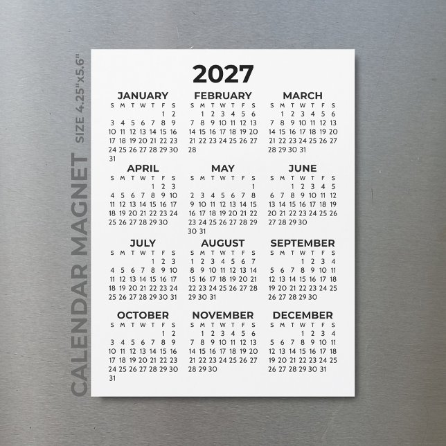 Minimalist Simple Black 2027 Magnetic Calendar (Creator Uploaded)