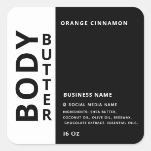 Minimalist simple black white body butter label