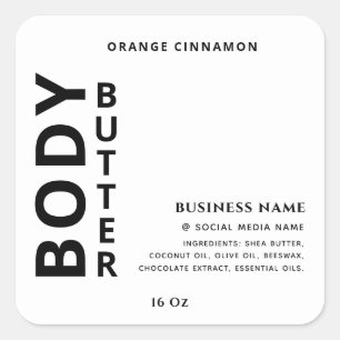 Minimalist simple black white body butter label