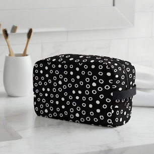 Minimalist simple Black & White Bubble Pattern Dopp Kit