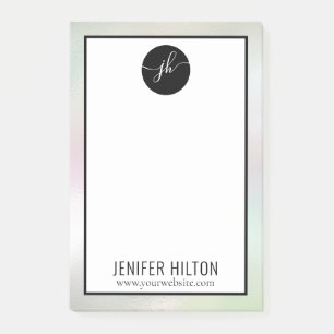 minimalist simple black white circle monogram post-it notes