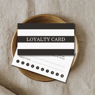 Minimalist Simple Black White Stripes Loyalty Card