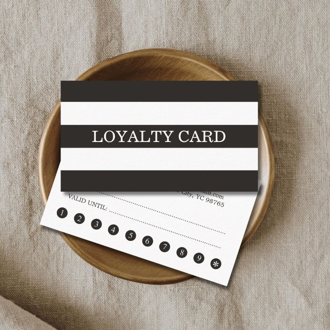 Minimalist Simple Black White Stripes Loyalty Card (Creator Uploaded)