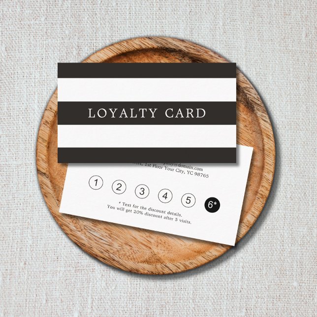 Minimalist Simple Black White Stripes Loyalty Card (Creator Uploaded)