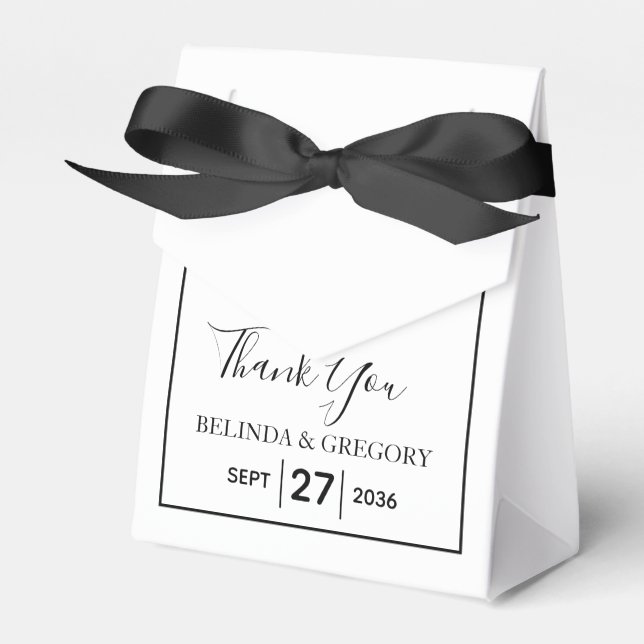Minimalist Simple Black & White Wedding Favour Box (Front Side)
