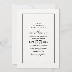 Minimalist Simple Black & White Wedding Invitation