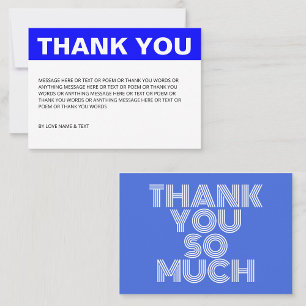 Minimalist Simple Blue and White Thank You Card