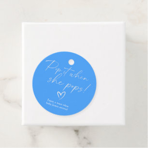 Minimalist Simple Blue Baby shower Pop it Favour Tags