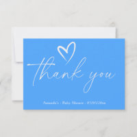 Minimalist Simple Blue Baby shower thank you