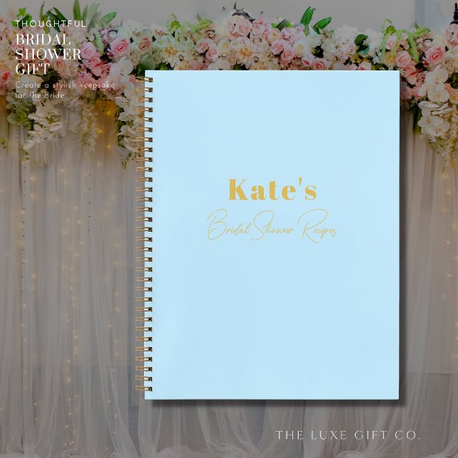 Minimalist Simple Blue Bridal Shower Recipe Notebook (Creator Uploaded)