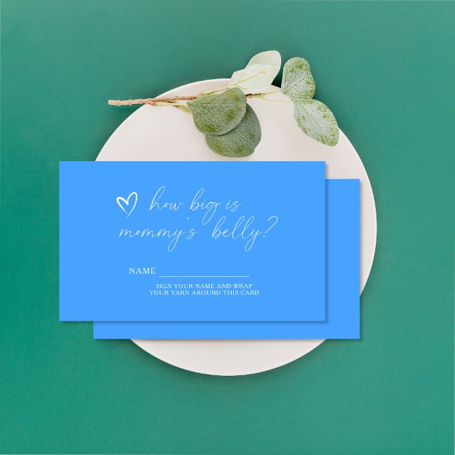 Minimalist simple blue - How big is mummy's belly Enclosure Card (Creator Uploaded)